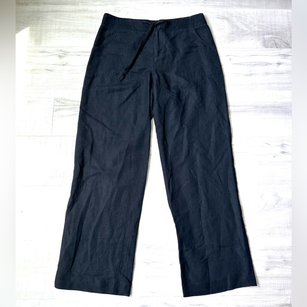 Coldwater Creek Linen Blend Black Wide Leg Pant - Size 10